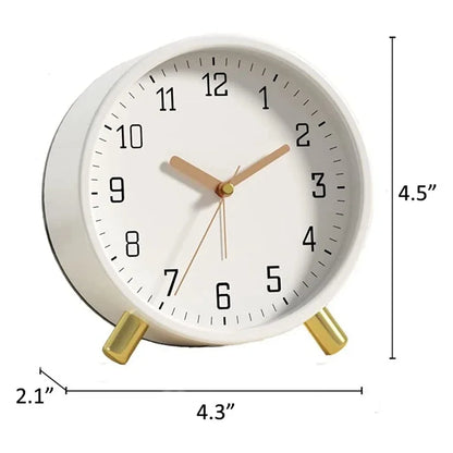 Royora Silent Analog Desk Clock - Scandinavian Metal Design for Office & Bedroom