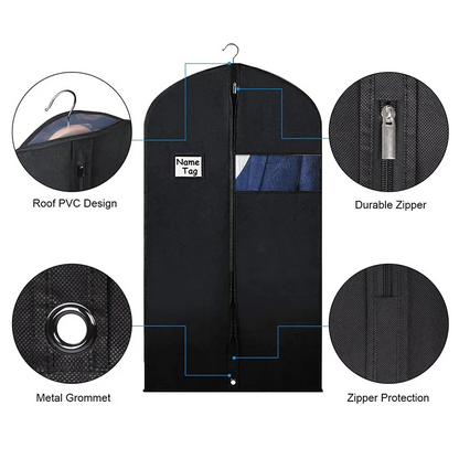 Eloria Garment Bag 5-Pack with Clear Window for Suit and Dress Storage