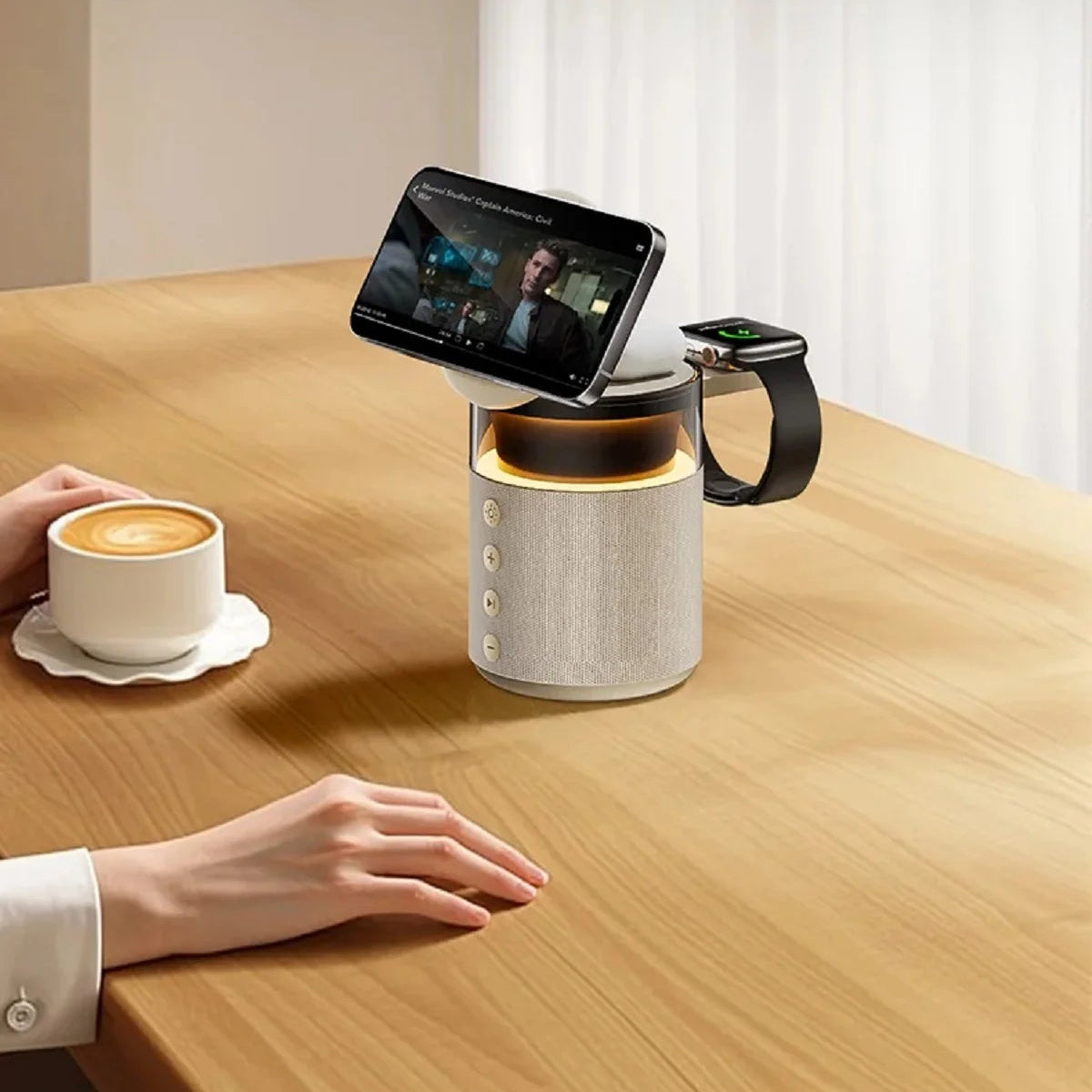 5-in-1 Magnetic Wireless Charging Station with Speaker & Night Light 2