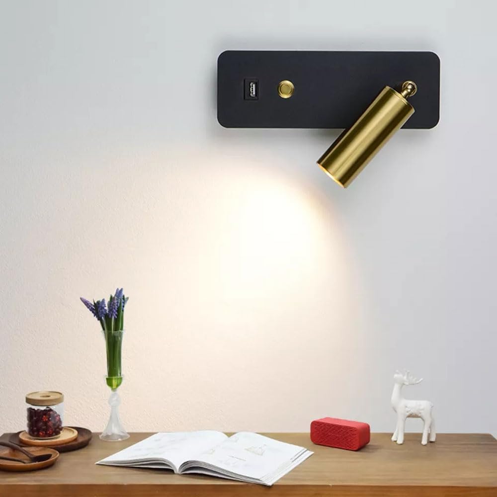 Sovere Modern Adjustable Bedside Wall Light with USB Charging and Sconce Design