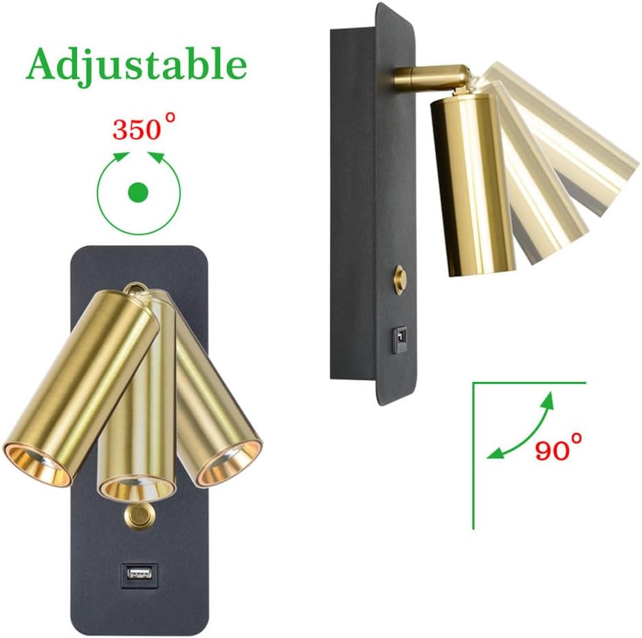 Sovere Modern Adjustable Bedside Wall Light with USB Charging and Sconce Design