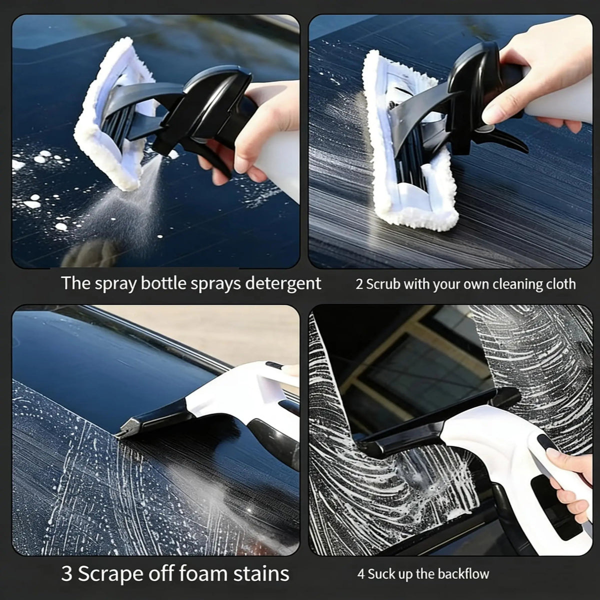 Royeva Cordless Electric Window Cleaner-Glass Vacuum Kit With Spray Bottle