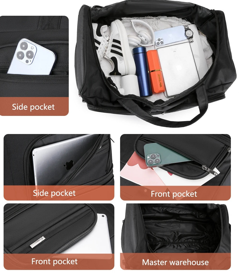 Royelle Waterproof Rolling Travel Duffel Bag With Wheels For Men And Women
