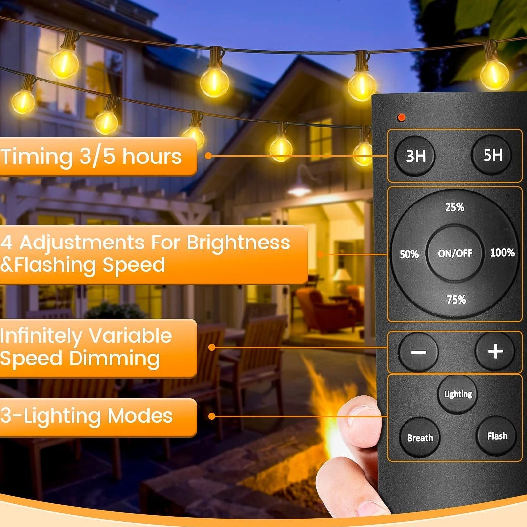 Royeva Outdoor String Lights-G40 Shatterproof Patio Lights With Remote