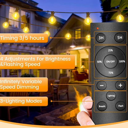 Royeva Outdoor String Lights-G40 Shatterproof Patio Lights With Remote