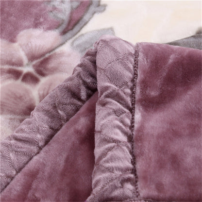 Novara Heavy Warm Fluffy Blanket King Size - Floral Mink Weighted Quilted Throw