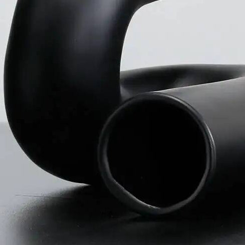 Novara Matte Black Ceramic Tube Vase-Modern Abstract Geometric Decor