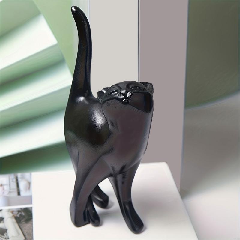 Royora Minimalist Geometric Black Cat Figurine-Modern Home Decor Sculpture