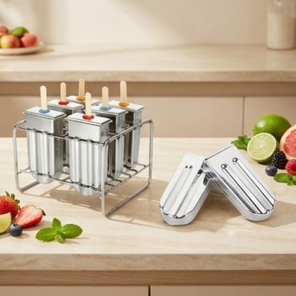 Royelle Stainless Steel Ice Pop Molds with Stand - Reusable Freezer Pop Maker