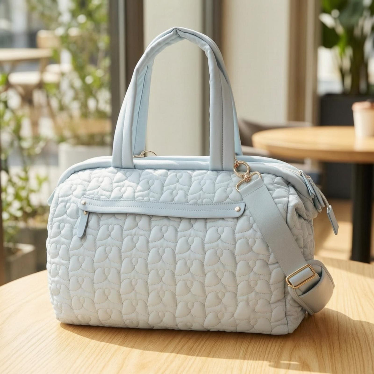 Royeva Quilted Travel Duffel Bag Spacious Weekender With Pockets And Adjustable Strap