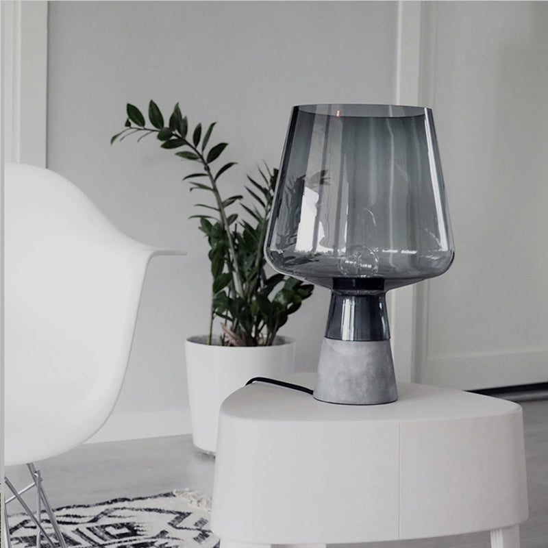 Novara Industrial Concrete Table Lamp With Glass Shade