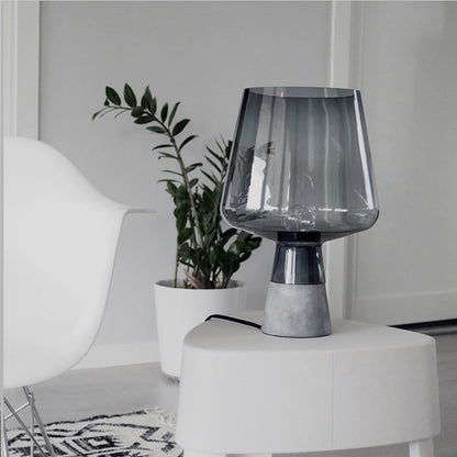 Novara Industrial Concrete Table Lamp With Glass Shade