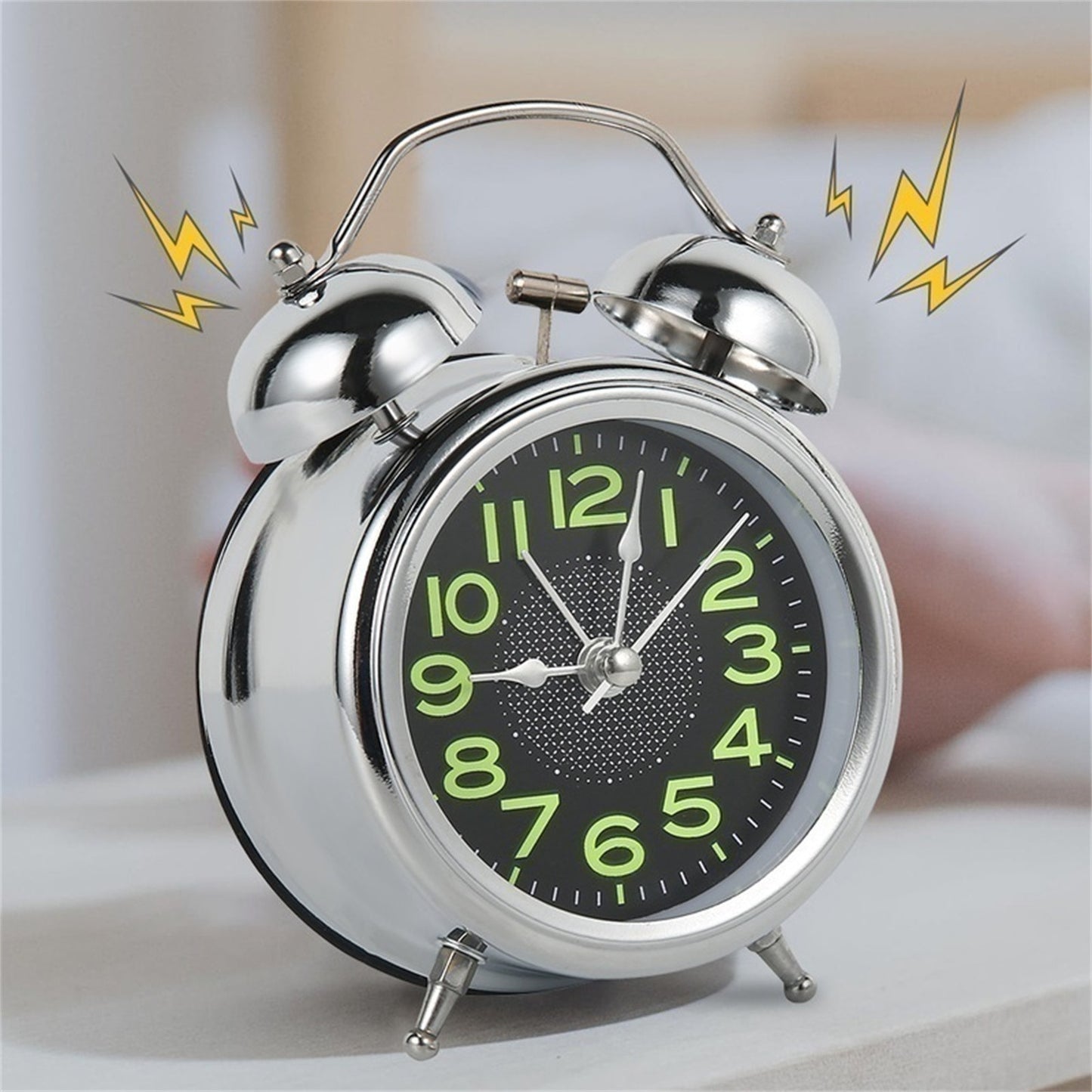 Royora Retro Twin Bell Alarm Clock for Heavy Sleepers, Silent Glow Dial & Nightlight