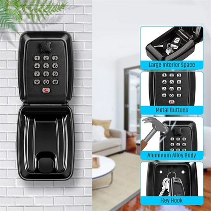 Eloria Wall Mount Key Safe Box with Code Lock - Weatherproof Outdoor Key Storage