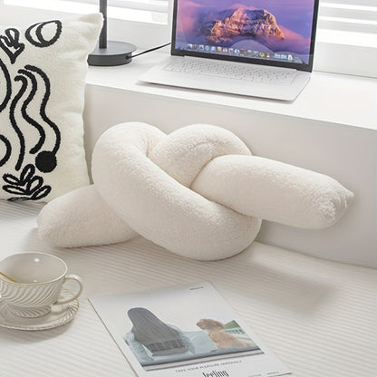 Novara Cream Knot Pillow-Trendy Decor Soft Sherpa Unique Throw Cushion