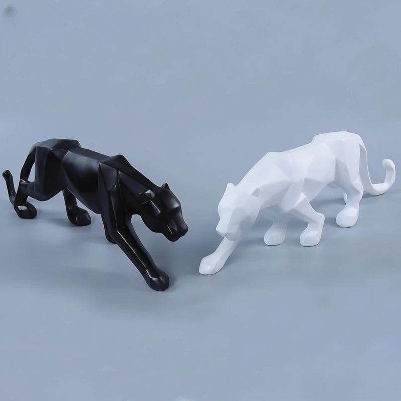Royora Geometric Panther Statue-Modern Desk Decor Wild Cat Sculpture