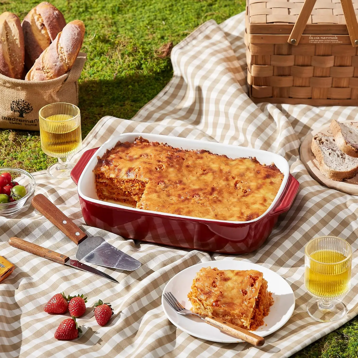 Novara Enamel Cast Iron Roasting Pan with Lid - Versatile 2-in-1 Design