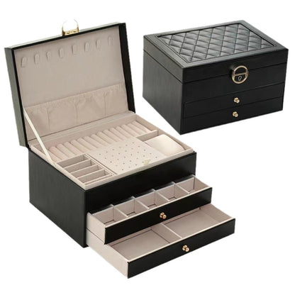 Novara Multi-Layer Leather Jewelry Box for Rings, Necklaces, Bracelets & Earrings Storage