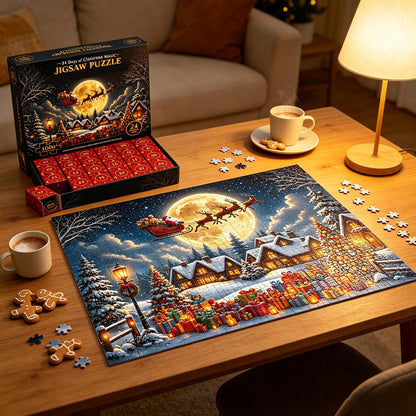 Royeva Christmas Jigsaw Puzzle Advent Calendar 1008 Pieces Holiday Countdown Gift