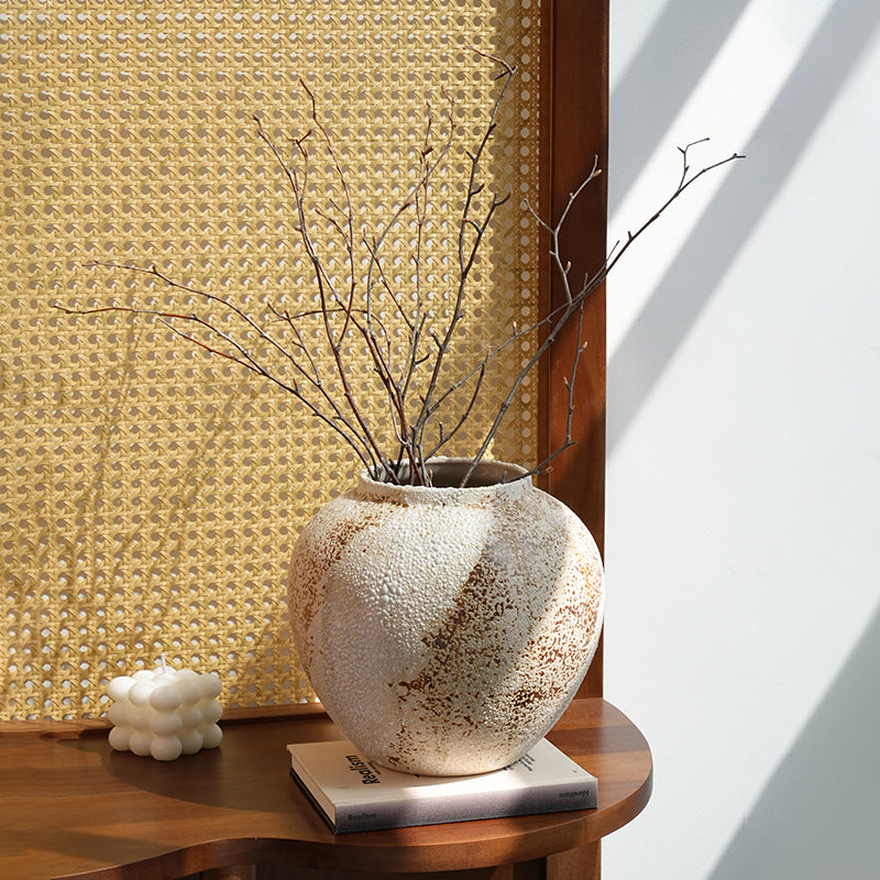 Royora Wabi-Sabi Distressed Ceramic Vase - Rustic Farmhouse Decor Pottery