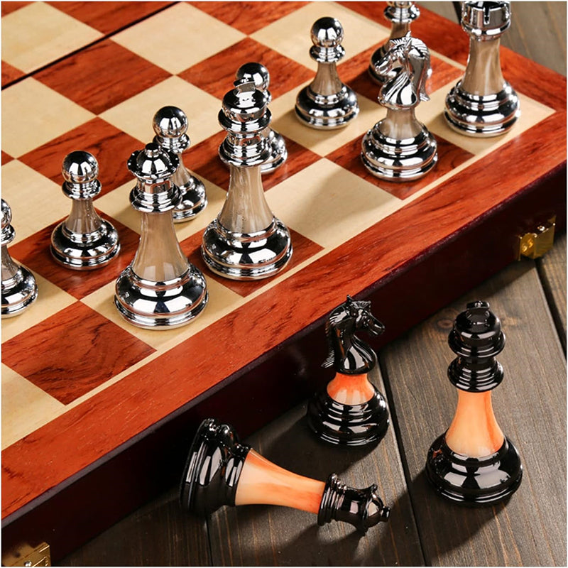 Royora Wooden Chess Set With 45 Cm Board And Metal Pieces