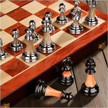 Royora Wooden Chess Set With 45 Cm Board And Metal Pieces