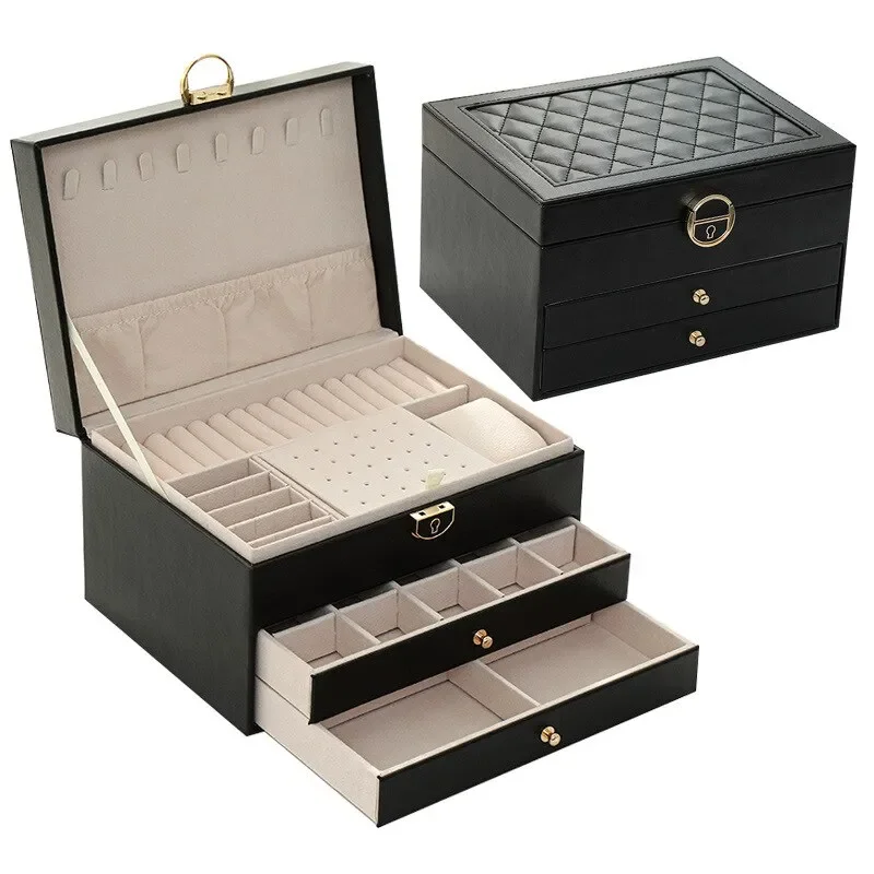 Luxoria Multilayer Leather Jewelry Box for Women - Elegant Jewelry Organizer
