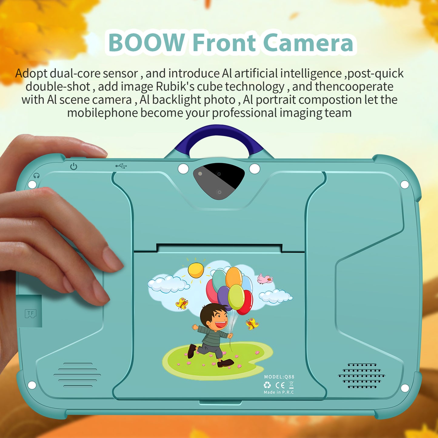Eloria Kids AndroidTablet with Parental Controls & Shockproof Case - 4GB RAM, 64GB Storage