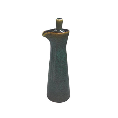Royora Ceramic Oil & Vinegar Bottle with Spout - Artisanal Glaze Dispenser 15cm Tall