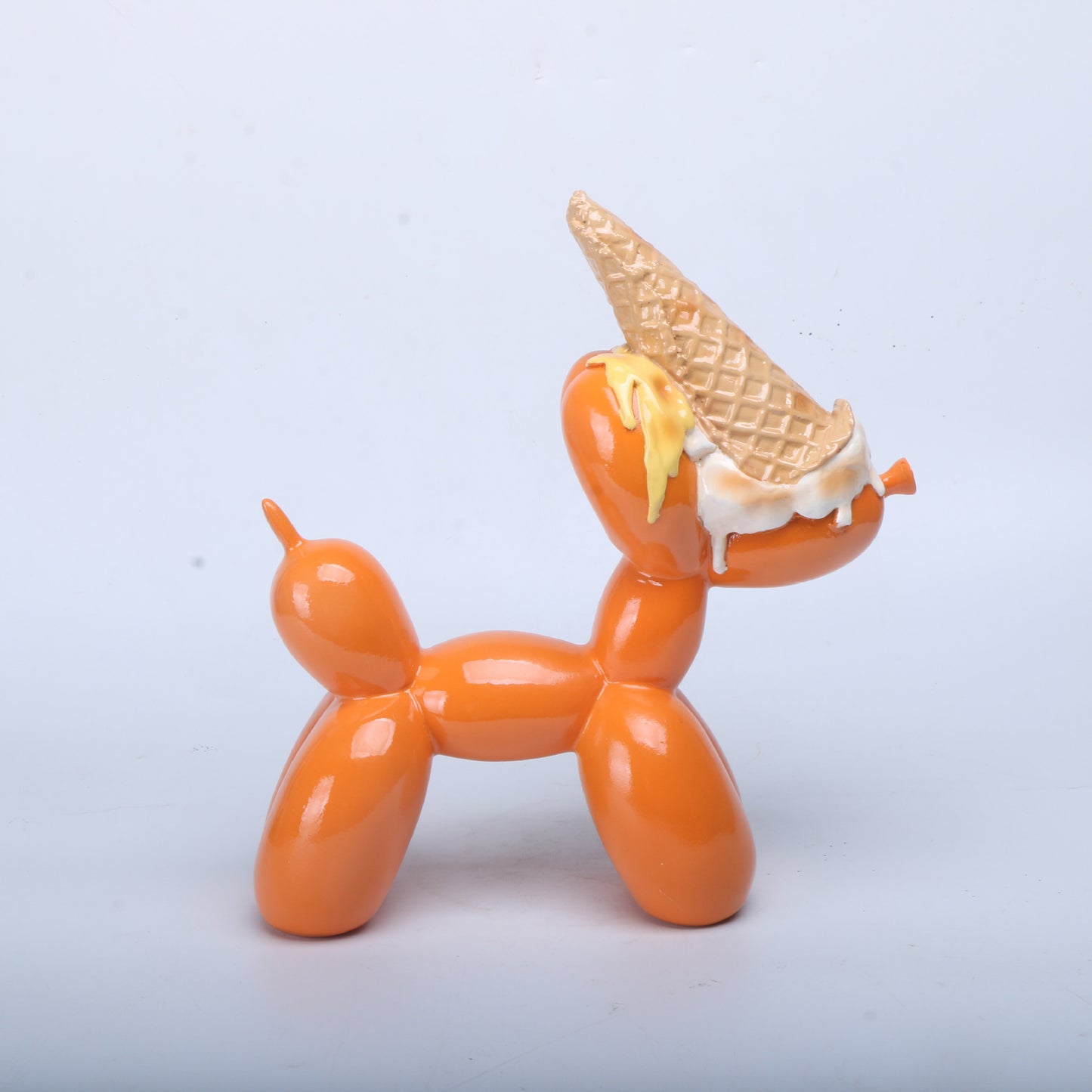 Royora Pop Art Balloon Dog Resin Sculpture with Ice Cream Cone Decor
