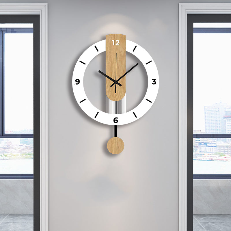 Royeva Modern Pendulum Wall Clock-Silent Wood Accent Decorative Timepiece