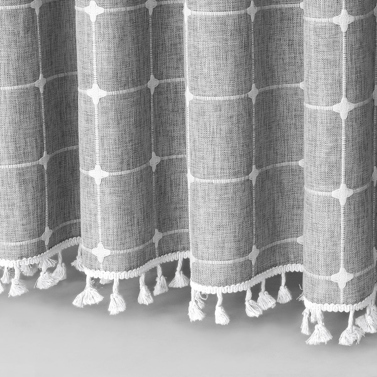 Royelle Waterproof Bohemian Linen Shower Curtain With Tassels