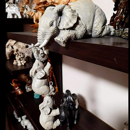 Novara Hanging Elephant Family Shelf Decor-Resin Figurine Set of 3