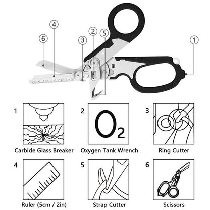 6-in-1 Folding Emergency Multi-Tool with Scissors and Seatbelt Cutter