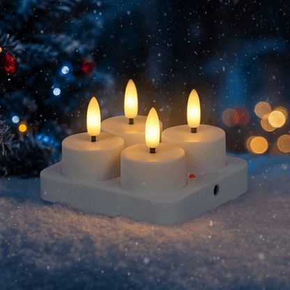 Royeva Rechargeable Flameless LED Tea Light Candles With Remote And USB Base