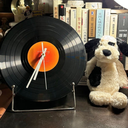 Novara Vintage Vinyl Record Clock with Stand - Aesthetic Desk & Wall Art for Music Lovers