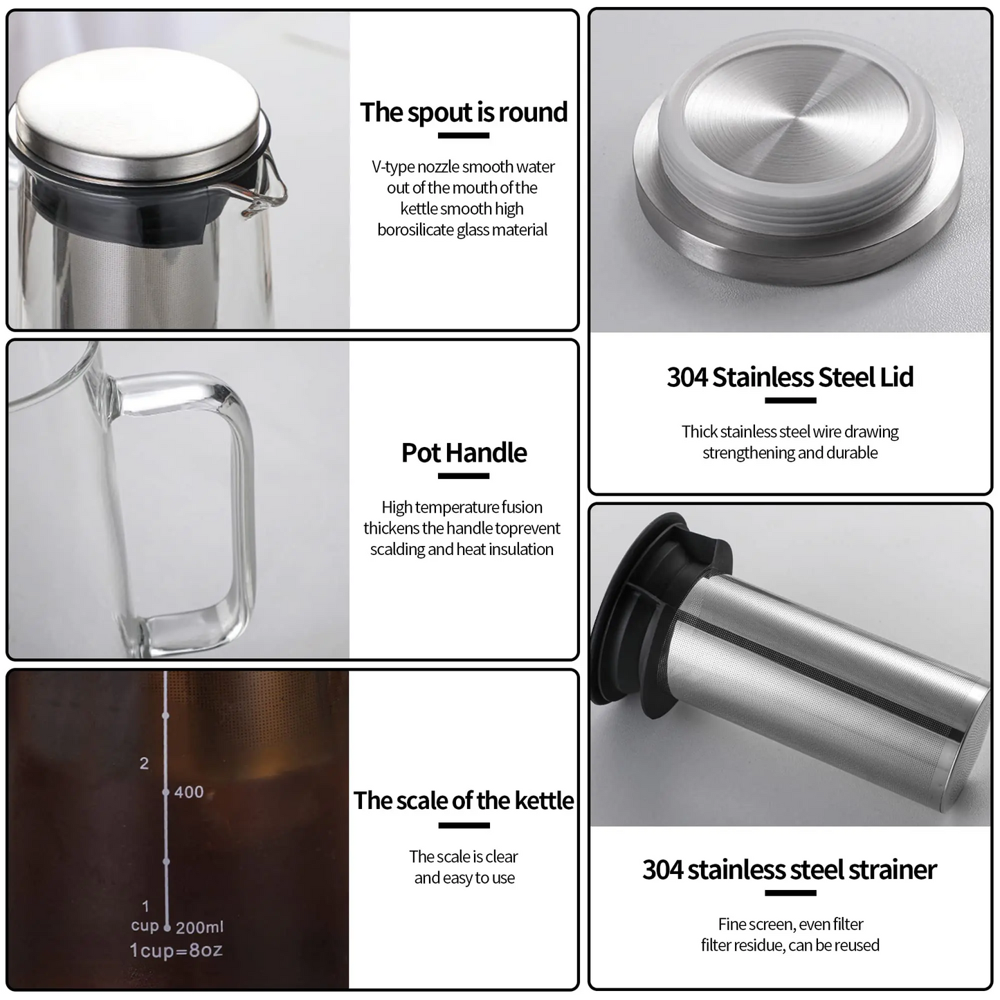 Novara Borosilicate Glass Cold Brew Coffee Maker with Stainless Steel Filter