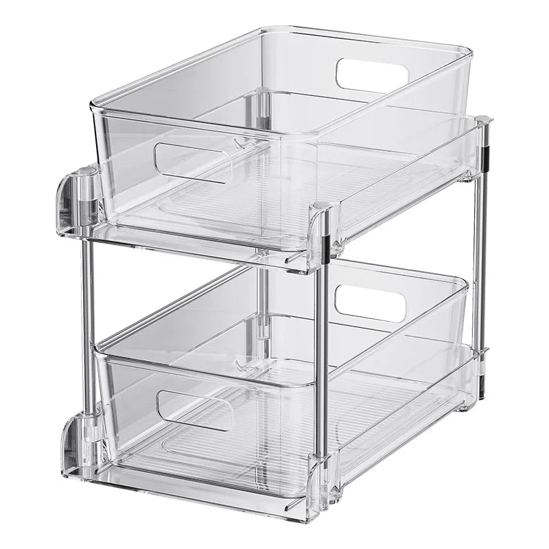Novara 2-Tier Clear Pull-Out Cabinet Organizer for Under Sink & Pantry Storage