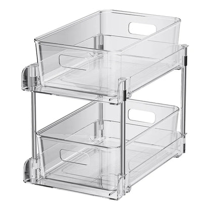 Novara 2-Tier Clear Pull-Out Cabinet Organizer for Under Sink & Pantry Storage