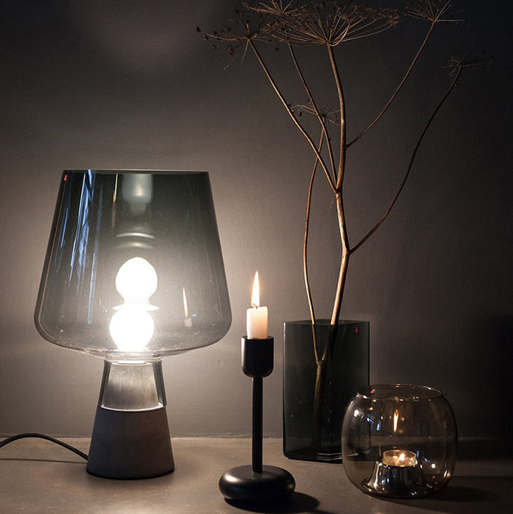 Novara Industrial Concrete Table Lamp With Glass Shade