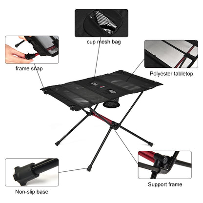 Royora Portable Folding Aluminium Camping Table-Lightweight Picnic Desk with Carry Bag