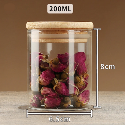 Royelle Airtight Glass Food Storage Jars with Bamboo Lids - 6 Piece Pantry Set