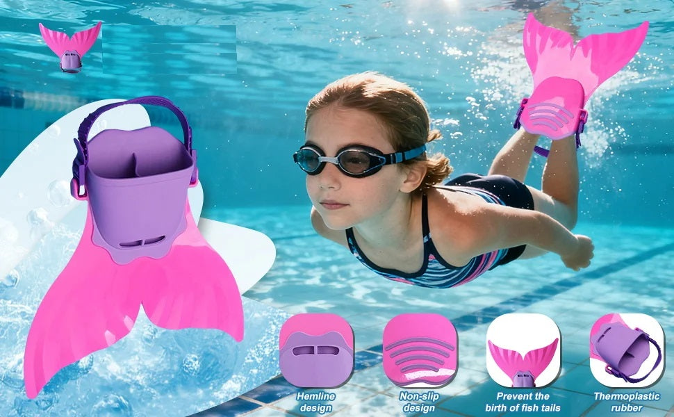 Royeva Adjustable Mermaid Monofin Swim Fin For Kids Training And Swimming
