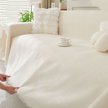 Novara Woven Sofa Throw Cover-Washable Cotton Blend Couch Protector