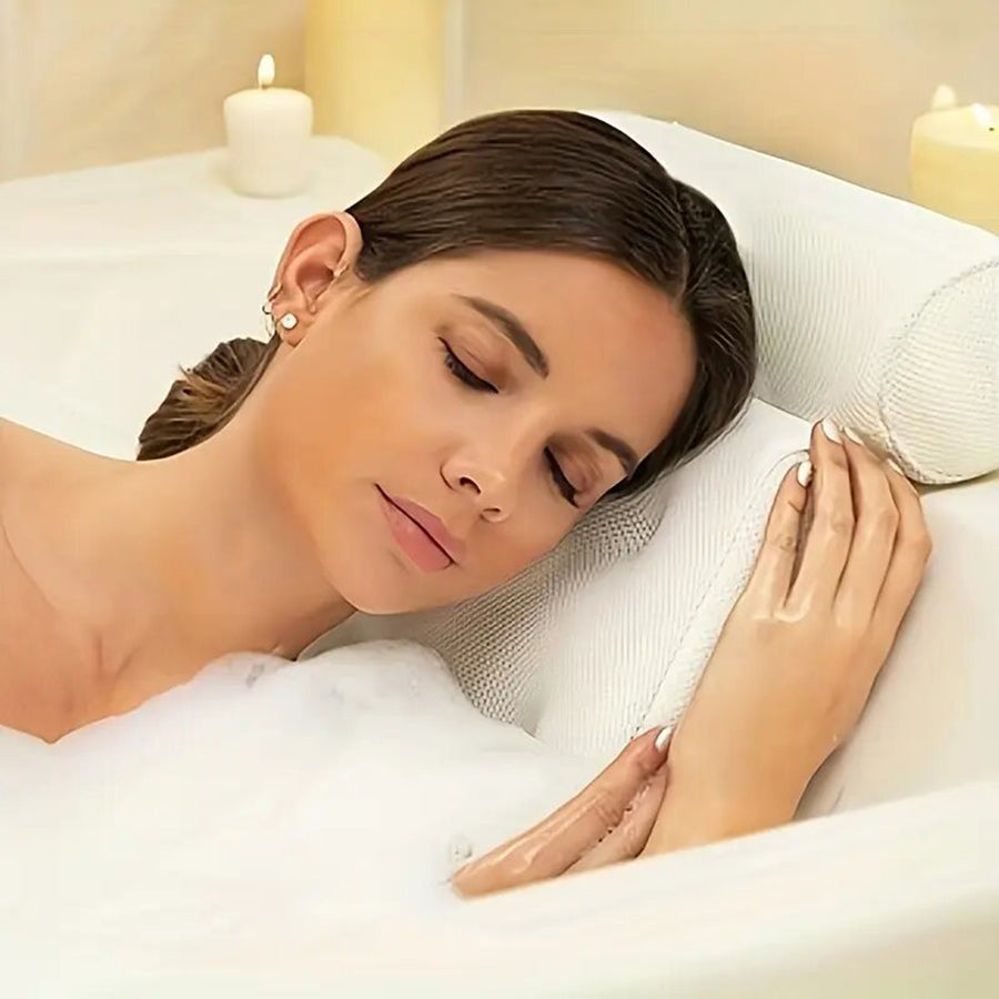 Royeva Spa Bath Pillow Ergonomic Headrest Double-Padded Non-Slip Neck & Back Support