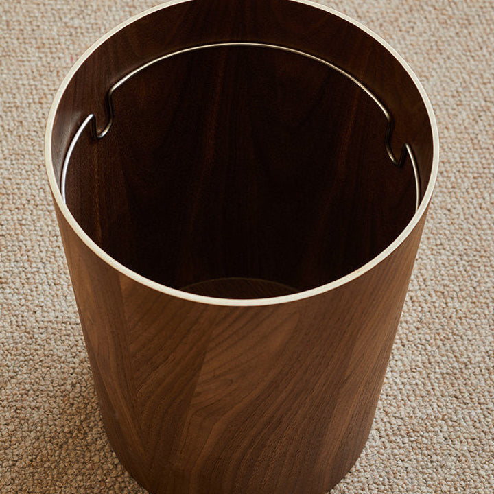 Royeva Japandi Wood Waste Bin with Rotating Lid for Bathroom & Office