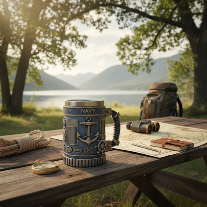 Sovere Military Style 3D Design Insulated Mug - 15 oz Stainless Steel Coffee and Tea Cup