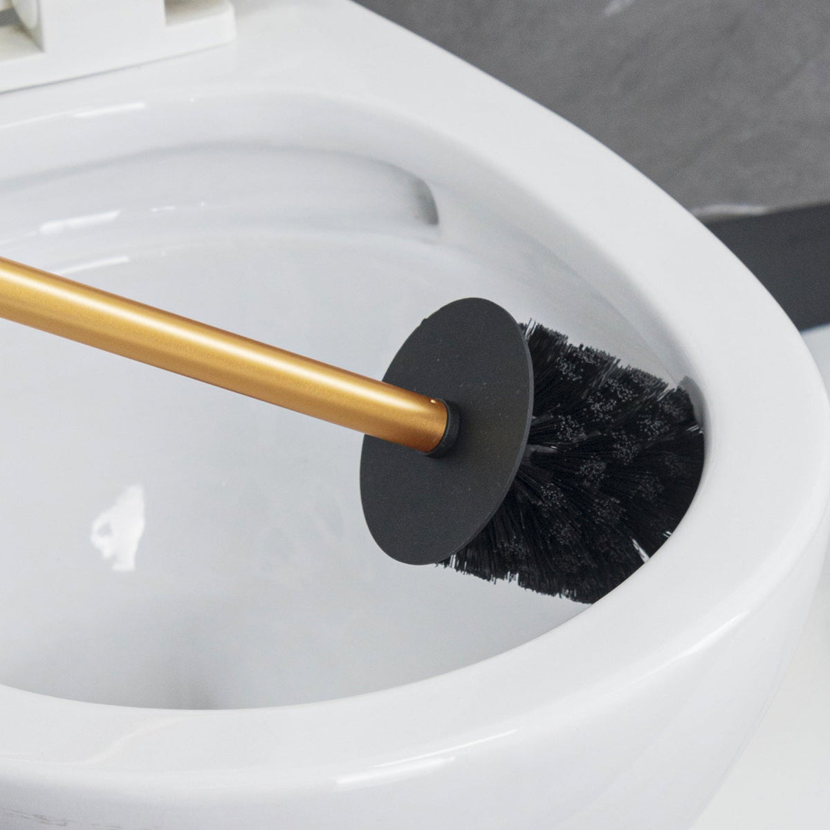 Royeva Modern Stainless Steel Standing Toilet Bowl Brush Set with Holder