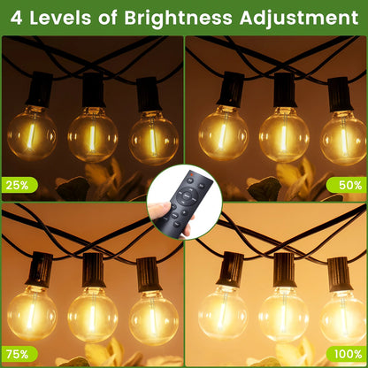 Royeva Outdoor String Lights-G40 Shatterproof Patio Lights With Remote
