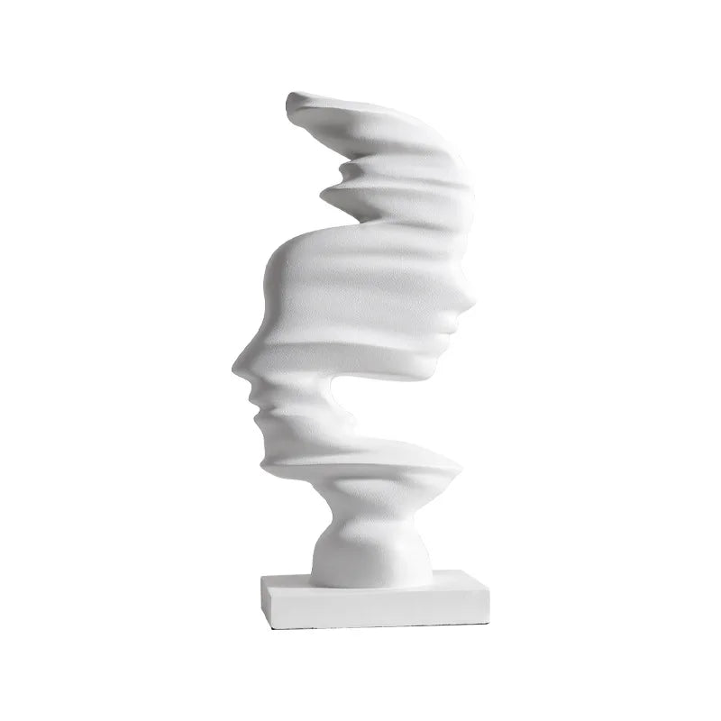 Novara Abstract Face Decor Sculpture-Modern Ceramic Art
